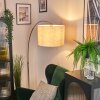 Bassagoda lampa stojąca, lampa podłogowa łukowa nikiel matowy, czarny, 1-punktowy, abażur z materiału