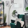 Soungou lampa stojąca, lampa podłogowa łukowa chrom, czarny, 1-punktowy, abażur z materiału