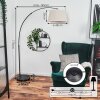 Bassagoda lampa stojąca, lampa podłogowa łukowa chrom, czarny, 1-punktowy, abażur z materiału