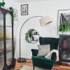 Bassagoda lampa stojąca, lampa podłogowa łukowa chrom, czarny, 1-punktowy, abażur z materiału