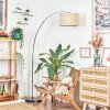 Sabadim lampa stojąca, lampa podłogowa łukowa chrom, czarny, 1-punktowy, abażur materiałowy
