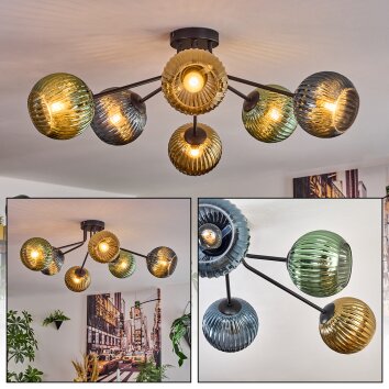 Koyoto Lampa sufitowa, Kula świetlna 73 cm Niebeieski, Złoty, Zielony, 6-punktowe Koyoto Lampa sufitowa, Kula świetlna 73 cm Niebeieski, Złoty, Zielony, 6-punktowe