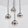 Ripoll Lampa wisząca, Kula świetlna, Lampa wiszącego klastra Chrom, Przezroczysty, Przydymiony, 4-punktowe
