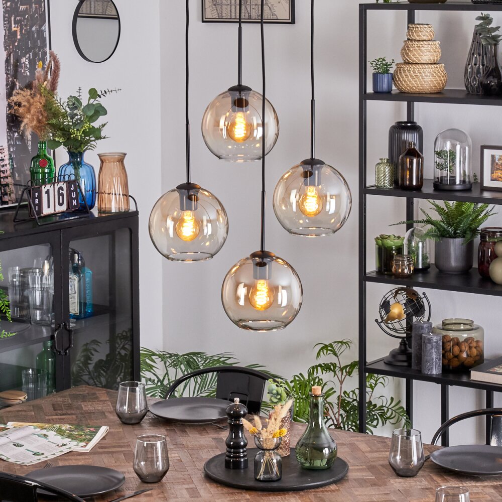 Koyoto Lampa wisząca, Kula świetlna, Lampa wiszącego klastra W kolorze bursztynu, Przezroczysty, 4-punktowe main product photo