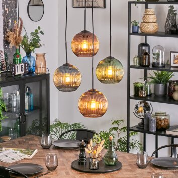 Koyoto Lampa wisząca, Kula świetlna, Lampa wiszącego klastra Niebeieski, Zielony, W kolorze miedzi, 4-punktowe Koyoto Lampa wisząca, Kula świetlna, Lampa wiszącego klastra Niebeieski, Zielony, W kolorze miedzi, 4-punktowe
