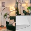Bassagoda lampa stojąca, lampa podłogowa łukowa chrom, czarny, 1-punktowy, abażur z materiału