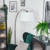 Bassagoda lampa stojąca, lampa podłogowa łukowa chrom, czarny, 1-punktowy, abażur z materiału