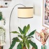 Chellas lampa stojąca, lampa podłogowa łukowa chrom, czarny, 1-punktowy, abażur materiałowy