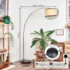 Chellas lampa stojąca, lampa podłogowa łukowa chrom, czarny, 1-punktowy, abażur materiałowy
