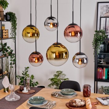 Gastor lampa wisząca, kula świetlna, lampa wisząca chrom, złoty, przezroczysty, miedziany, przydymiony, 6-punktowe
