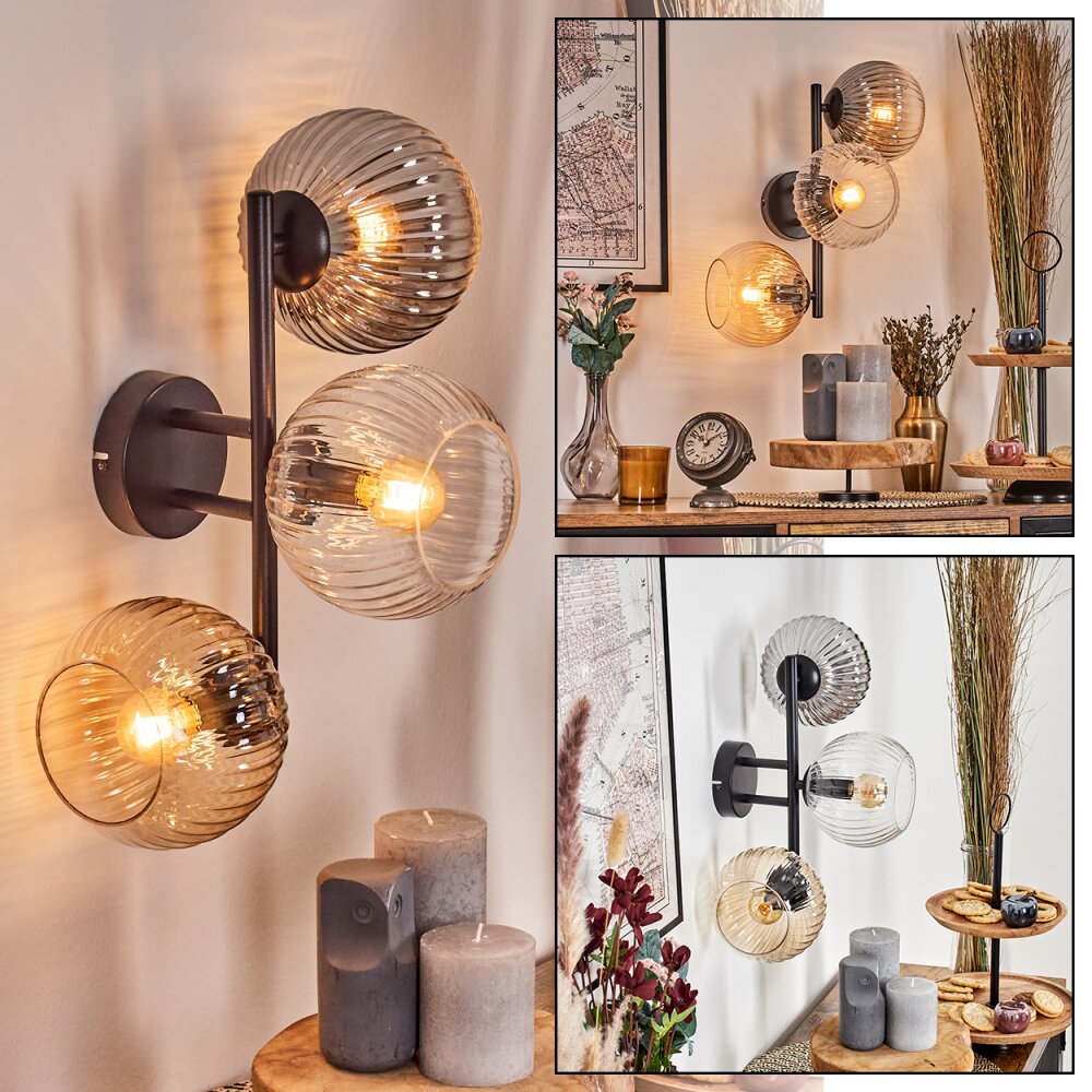 Koyoto Kula świetlna, Lampa ścienna W kolorze bursztynu, Przezroczysty, Przydymiony, 3-punktowe main product photo