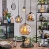 Koyoto lampa wisząca, kula świetlna, lampa wisząca kaskadowa bursztynowy, chrom, przezroczysty, przydymiony, 4-punktowe