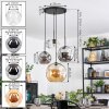 Koyoto lampa wisząca, kula świetlna, lampa wisząca kaskadowa bursztynowy, chrom, przezroczysty, przydymiony, 4-punktowe