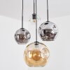 Koyoto lampa wisząca, kula świetlna, lampa wisząca kaskadowa bursztynowy, chrom, przezroczysty, przydymiony, 4-punktowe
