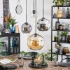 Koyoto lampa wisząca, kula świetlna, lampa wisząca kaskadowa bursztynowy, chrom, przezroczysty, przydymiony, 4-punktowe