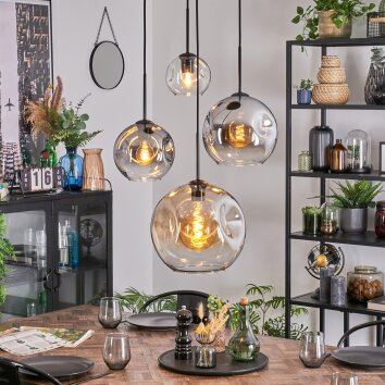 Koyoto Lampa wisząca, Kula świetlna, Lampa wiszącego klastra W kolorze bursztynu, Chrom, Przezroczysty, Przydymiony, 4-punktowe Koyoto Lampa wisząca, Kula świetlna, Lampa wiszącego klastra W kolorze bursztynu, Chrom, Przezroczysty, Przydymiony, 4-punktowe