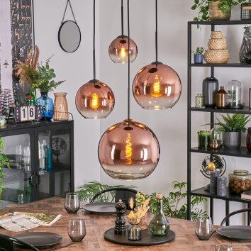 Koyoto Lampa wisząca, Kula świetlna, Lampa wiszącego klastra Przezroczysty, W kolorze miedzi, 4-punktowe