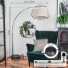 Bassagoda lampa stojąca, lampa podłogowa łukowa nikiel matowy, czarny, 1-punktowy, abażur z materiału