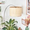 Sabadim lampa stojąca, lampa podłogowa łukowa nikiel matowy, czarny, 1-punktowy, abażur materiałowy