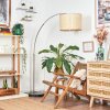 Sabadim lampa stojąca, lampa podłogowa łukowa nikiel matowy, czarny, 1-punktowy, abażur materiałowy