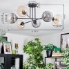 Koyoto lampa sufitowa, kula świetlna 80 cm bursztynowy, przezroczysty, przydymiony, 6-punktowe