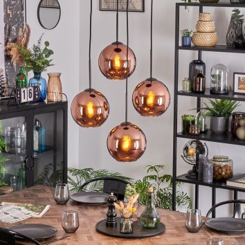 Ripoll Lampa wisząca, Kula świetlna, Lampa wiszącego klastra W kolorze miedzi, 4-punktowe
