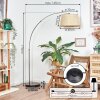 Sabadim lampa stojąca, lampa podłogowa łukowa nikiel matowy, czarny, 1-punktowy, abażur z materiału