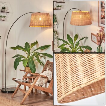 Cavaca lampa stojąca, lampa podłogowa łukowa nikiel matowy, czarny, 1-punktowy