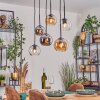 Koyoto lampa wisząca, kula świetlna, lampa wisząca bursztynowy, chrom, przezroczysty, przydymiony, 6-punktowe