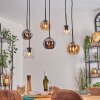 Koyoto lampa wisząca, kula świetlna, lampa wisząca bursztynowy, chrom, przezroczysty, przydymiony, 6-punktowe