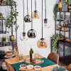 Koyoto lampa wisząca, kula świetlna, lampa wisząca bursztynowy, chrom, przezroczysty, przydymiony, 6-punktowe