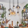 Koyoto lampa wisząca, kula świetlna, lampa wisząca bursztynowy, przezroczysty, przydymiony, 6-punktowe