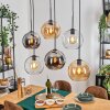 Koyoto lampa wisząca, kula świetlna, lampa wisząca bursztynowy, chrom, przezroczysty, przydymiony, 6-punktowe