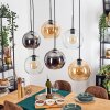 Koyoto lampa wisząca, kula świetlna, lampa wisząca bursztynowy, chrom, przezroczysty, przydymiony, 6-punktowe