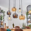 Koyoto lampa wisząca, kula świetlna, lampa wisząca bursztynowy, chrom, przezroczysty, przydymiony, 6-punktowe