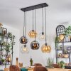 Koyoto lampa wisząca, kula świetlna, lampa wisząca bursztynowy, chrom, przezroczysty, przydymiony, 6-punktowe