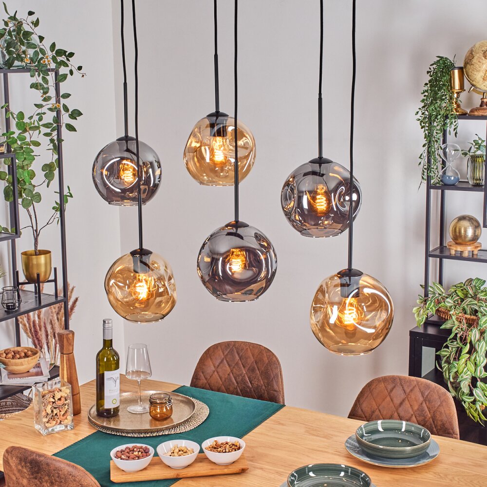 Ripoll Lampa wisząca, Kula świetlna, Lampa wisząca W kolorze bursztynu, Przydymiony, 6-punktowe main product photo