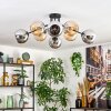 Koyoto lampa sufitowa, kula świetlna 85 cm bursztynowy, chrom, przydymiony, 8-punktowe