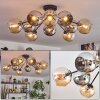 Koyoto lampa sufitowa, kula świetlna 81 cm bursztynowy, chrom, przydymiony, 10-punktowe