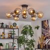 Koyoto lampa sufitowa, kula świetlna 81 cm bursztynowy, chrom, przydymiony, 10-punktowe