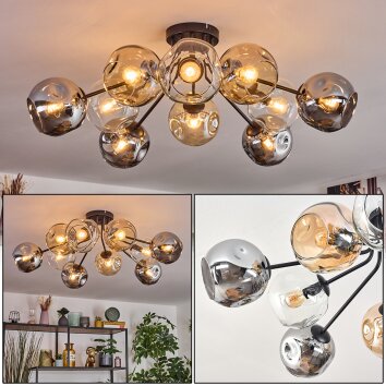 Ripoll Lampa sufitowa, Kula świetlna W kolorze bursztynu, Przezroczysty, Przydymiony, 10-punktowe