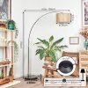 Bongal lampa stojąca, lampa podłogowa łukowa chrom, czarny, 1-punktowy, abażur z materiału
