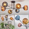 Koyoto lampa sufitowa, kula świetlna 80 cm niebeieski, złoty, miedziany, 6-punktowe