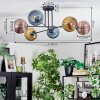 Koyoto lampa sufitowa, kula świetlna 80 cm niebeieski, złoty, miedziany, 6-punktowe