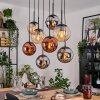 Gastor lampa wisząca, kula świetlna, lampa wisząca bursztynowy, chrom, miedziany, przydymiony, 8-punktowe