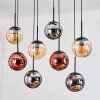 Gastor lampa wisząca, kula świetlna, lampa wisząca bursztynowy, chrom, miedziany, przydymiony, 8-punktowe