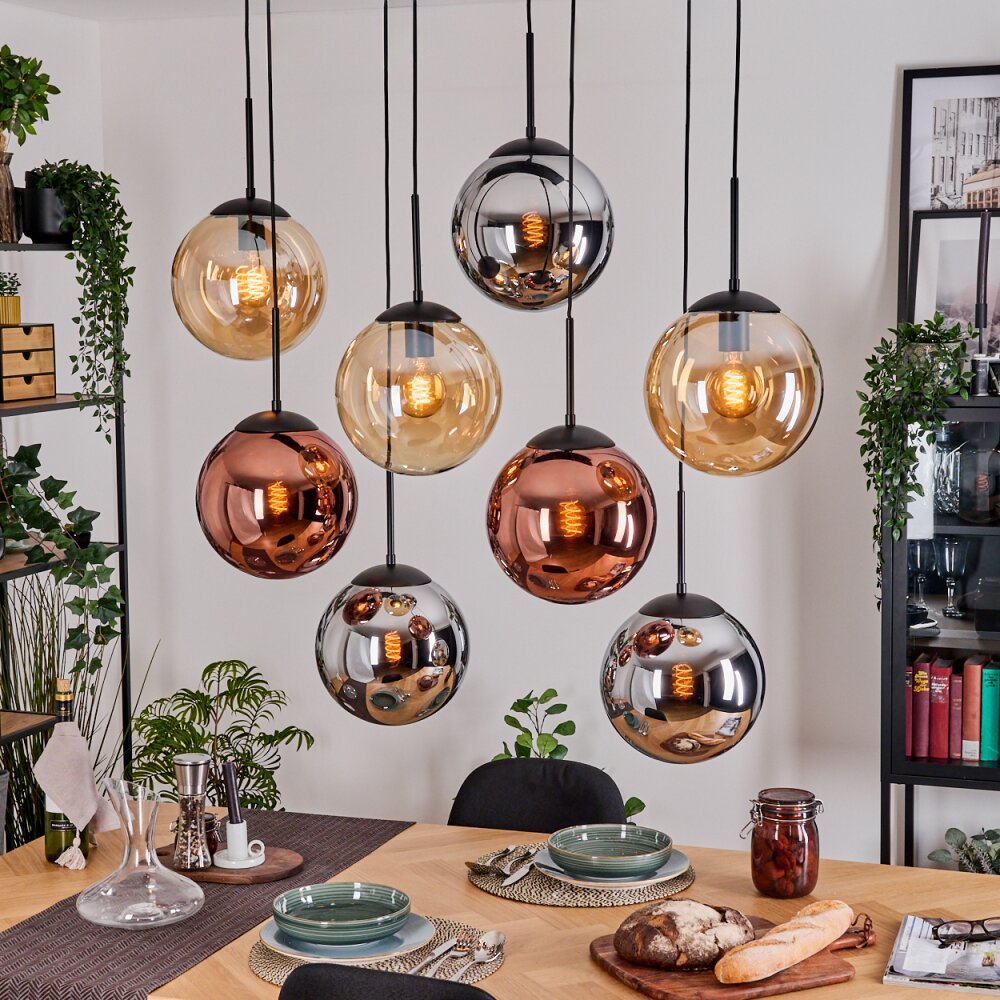 Gastor Lampa wisząca, Kula świetlna, Lampa wisząca W kolorze bursztynu, Chrom, W kolorze miedzi, Przydymiony, 8-punktowe main product photo