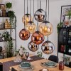 Gastor lampa wisząca, kula świetlna, lampa wisząca bursztynowy, chrom, miedziany, przydymiony, 8-punktowe