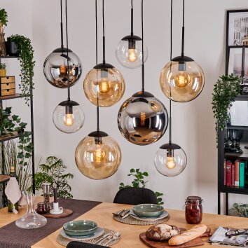 Gastor lampa wisząca, kula świetlna, lampa wisząca bursztynowy, chrom, przezroczysty, przydymiony, 8-punktowe