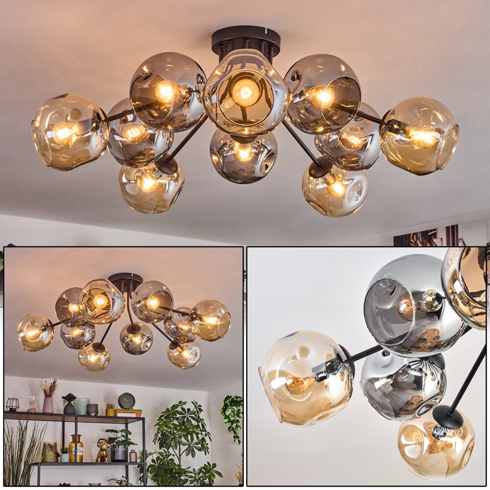 Ripoll Lampa sufitowa, Kula świetlna W kolorze bursztynu, Przydymiony, 10-punktowe main product photo